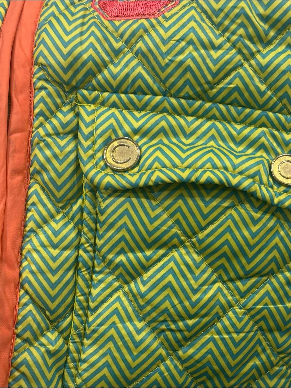 COOGI Kids Green Chevron Vest with Orange Trim girls 18m fall outdoor active